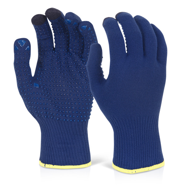 TOUCH SCREEN KNITTED GLOVE BLUE LGE - BF10
